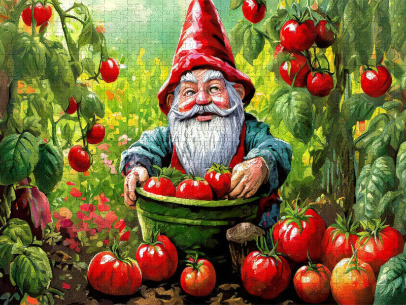 Ein Wichtel bei der Tomatenernte - CALVENDO Foto-Puzzle'