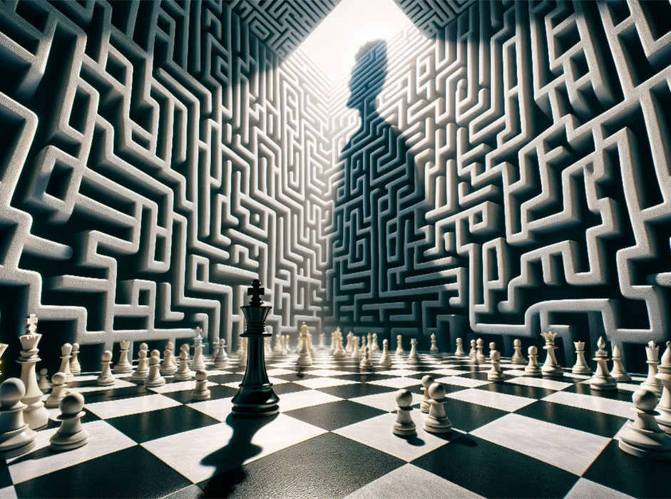 Labyrinth des Geistes: Schachmatt im Irrgarten der Entscheidungen - CALVENDO Foto-Puzzle'