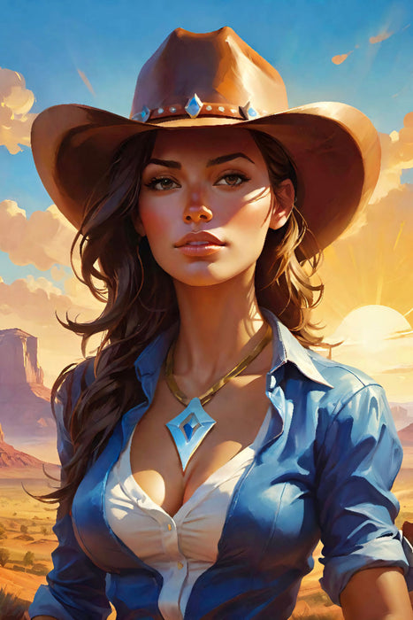 Premium Textil-Leinwand Sexy Cowgirl