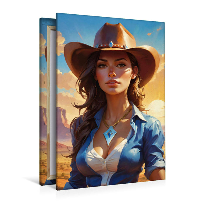 Premium Textil-Leinwand Sexy Cowgirl