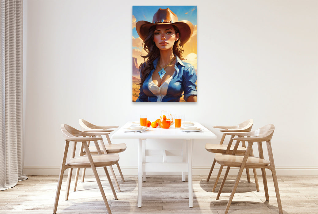 Premium Textil-Leinwand Sexy Cowgirl