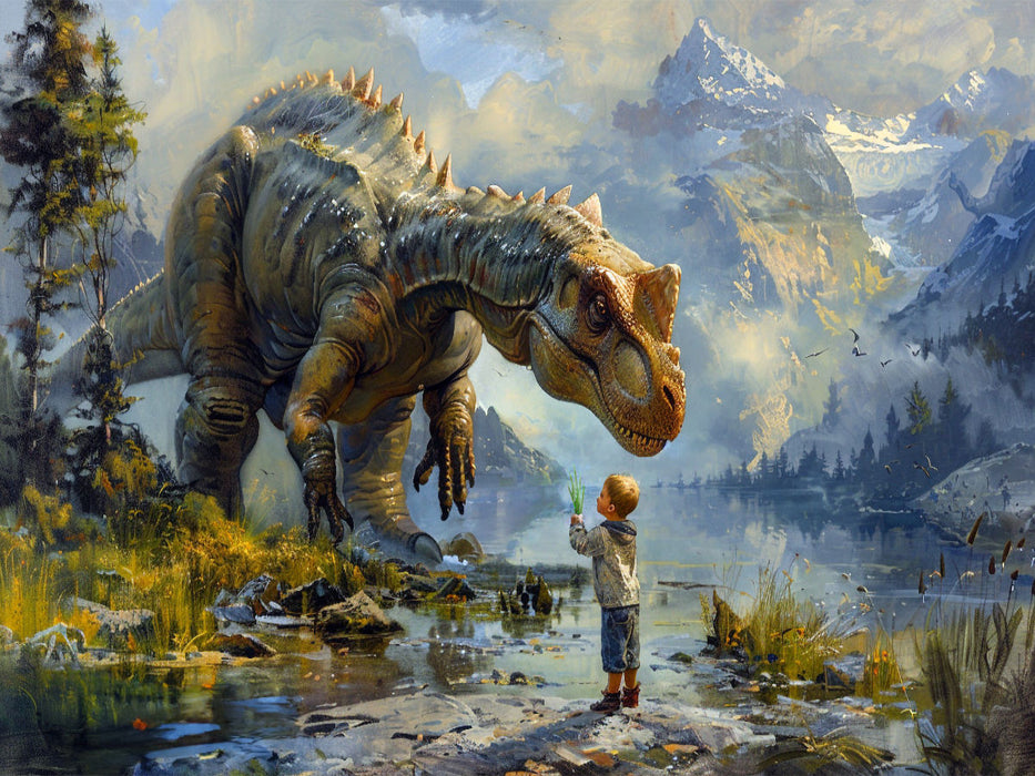 Der große Freund - Kind und Dinosaurier - CALVENDO Foto-Puzzle'