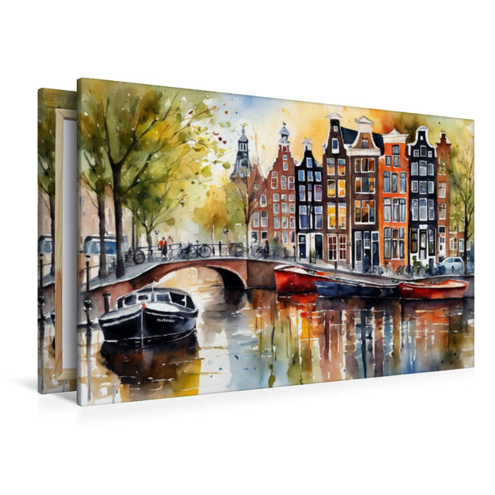 Premium Textil-Leinwand Gracht in Amsterdam