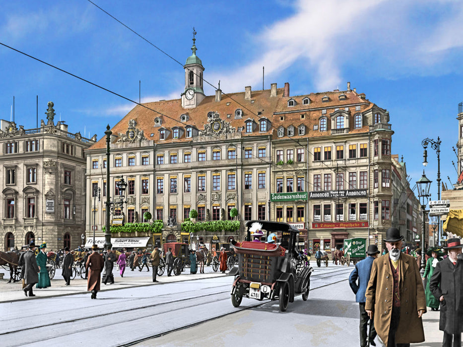 Dresden – Altstädter Rathaus am Altmarkt um 1912 - CALVENDO Foto-Puzzle'