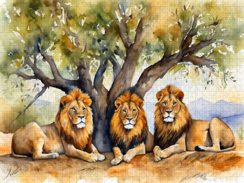 Siesta von drei Löwen - CALVENDO Foto-Puzzle'