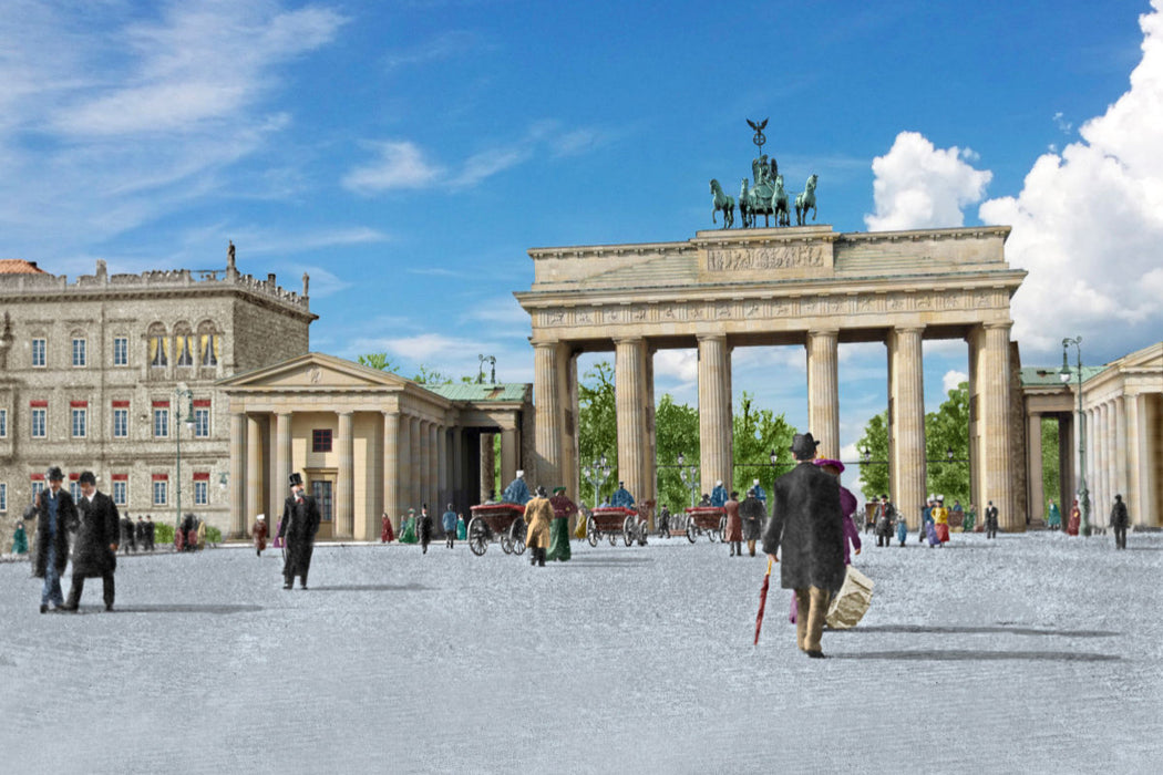 Premium Textil-Leinwand Berlin - Brandenburger Tor und Pariser Platz um 1900