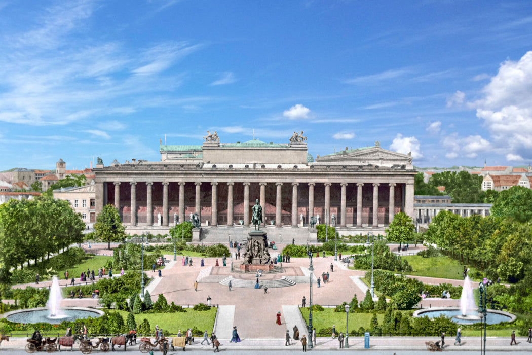 Premium Textil-Leinwand Berlin - Altes Museum und Lustgarten um 1900