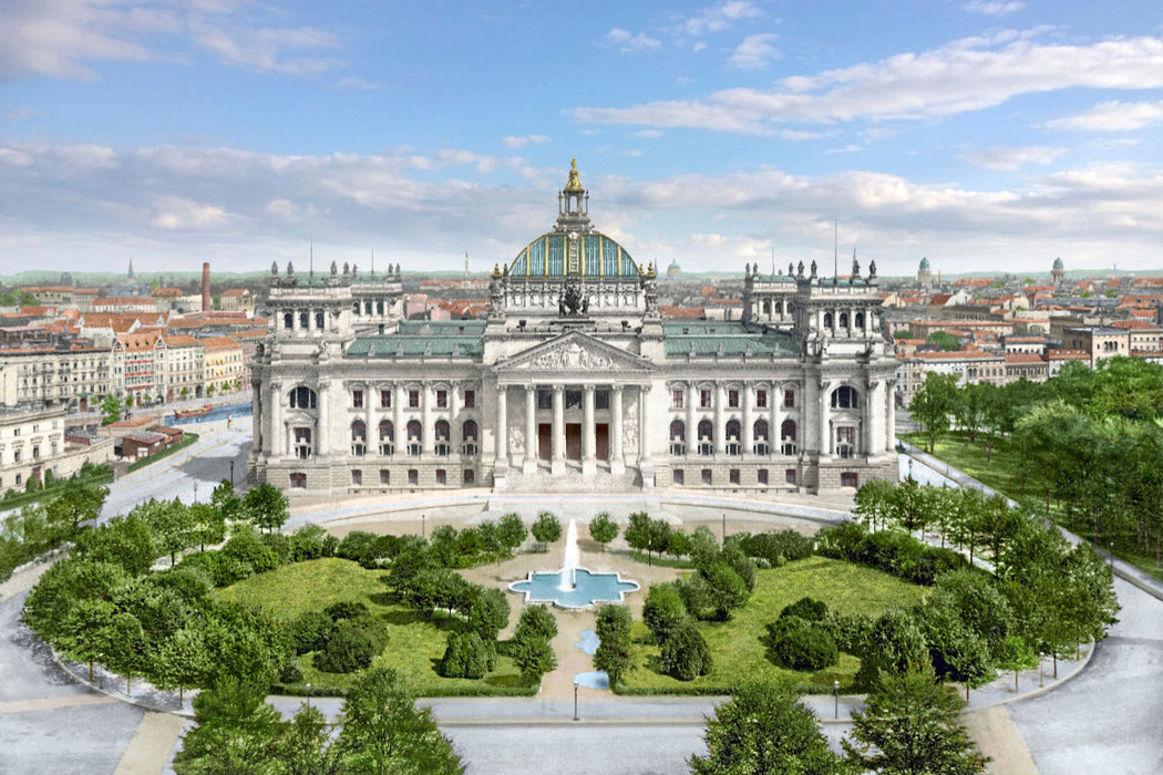 Premium Textil-Leinwand Berlin - Reichstag von der Siegessäule aus gesehen 1890 bis 1900