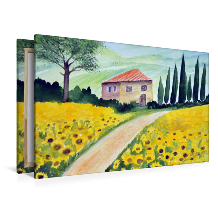 Premium Textil-Leinwand Sonnenblumen in der Maremma