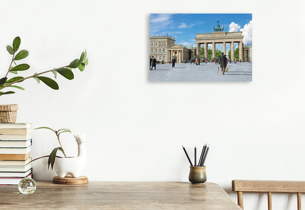 Premium Textil-Leinwand Berlin - Brandenburger Tor und Pariser Platz um 1900