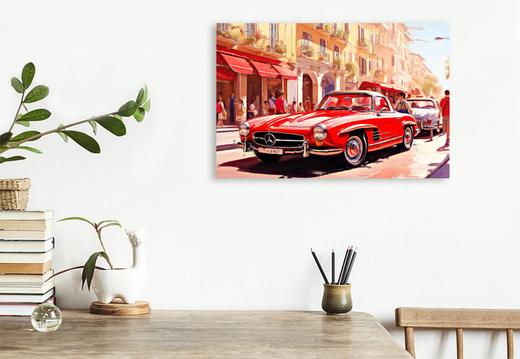 Premium Textil-Leinwand Der klassische Mercedes-Benz 190SL gilt heutzutage als Wertanlage.