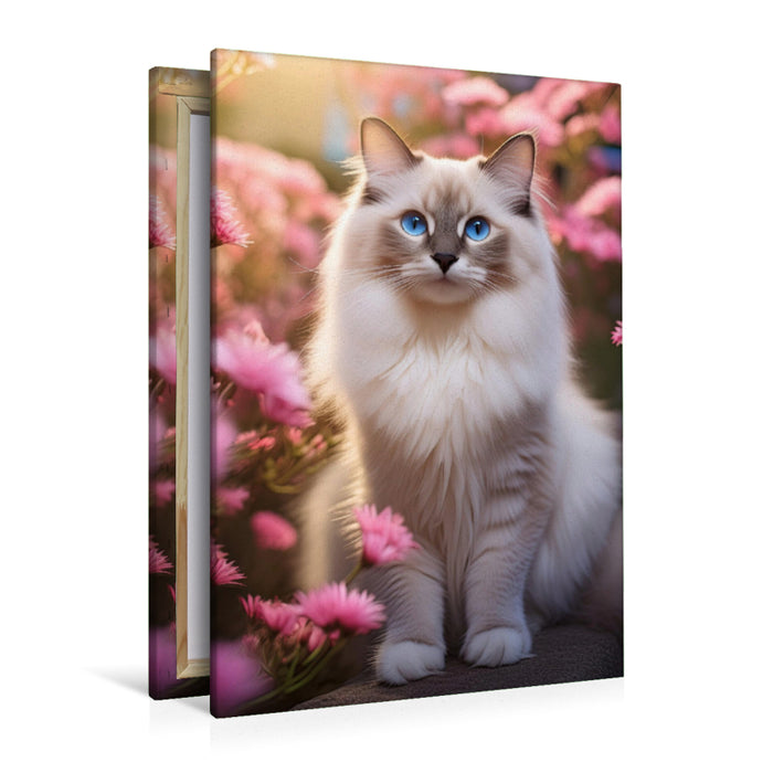 Premium Textil-Leinwand Ein Motiv aus dem Kalender Pfotenabenteuer - Ragdolls in der Natur