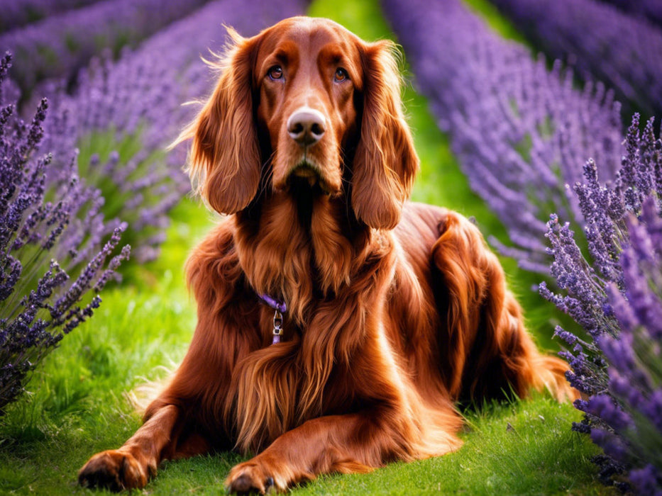 Irish Setter im Lavendelfeld - CALVENDO Foto-Puzzle'