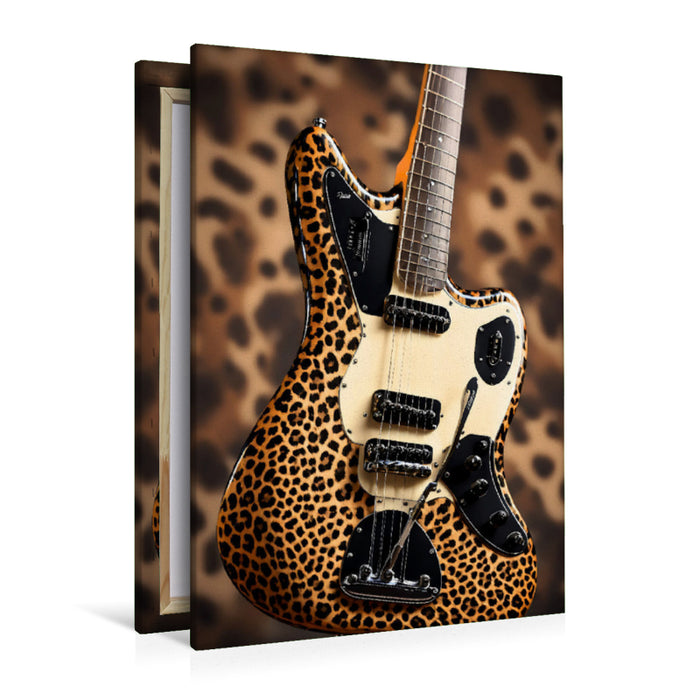 Premium Textil-Leinwand Jaguar - E-Gitarre im Raubtierlook