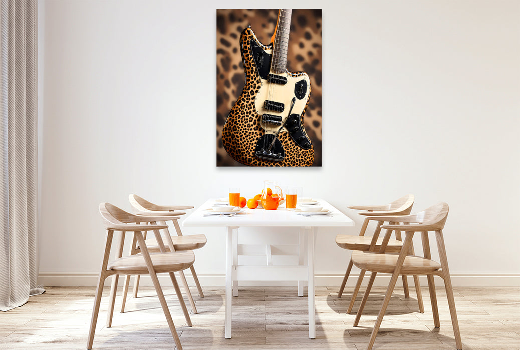 Premium Textil-Leinwand Jaguar - E-Gitarre im Raubtierlook