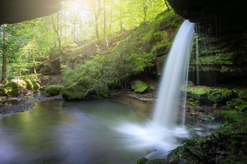 Premium Textil-Leinwand Wasserfall am Pfalzerbach