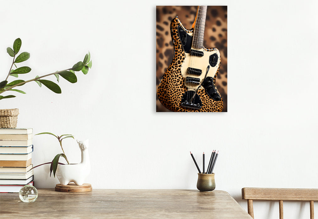 Premium Textil-Leinwand Jaguar - E-Gitarre im Raubtierlook