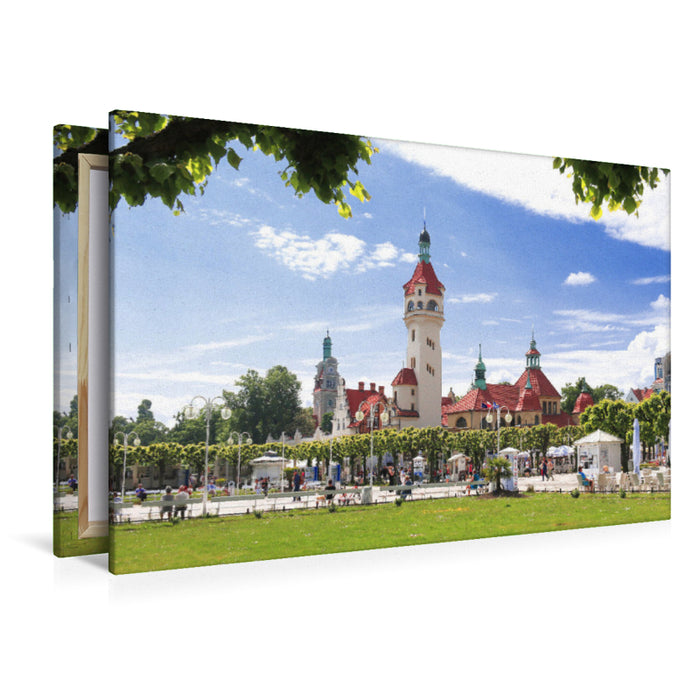 Premium Textil-Leinwand Zoppot oder Sopot in Polen - der Leuchtturm