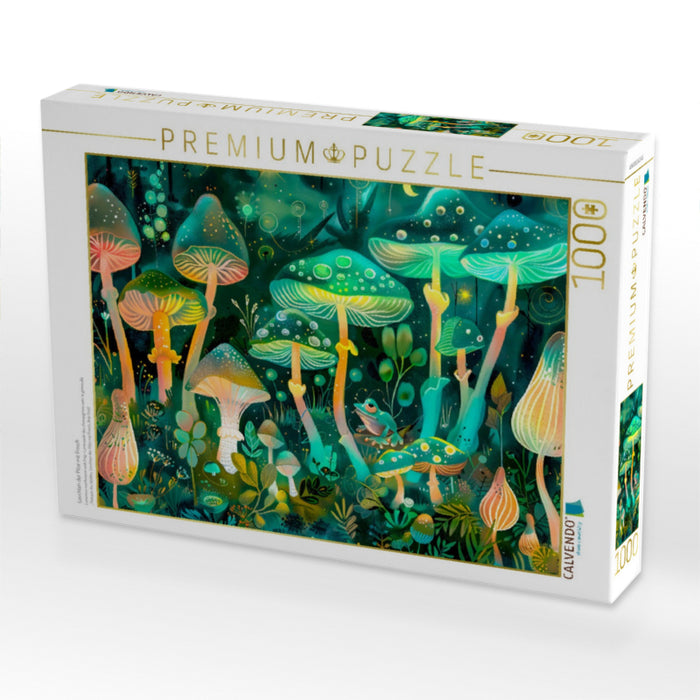 Leuchten der Pilze mit Frosch - CALVENDO Foto-Puzzle'