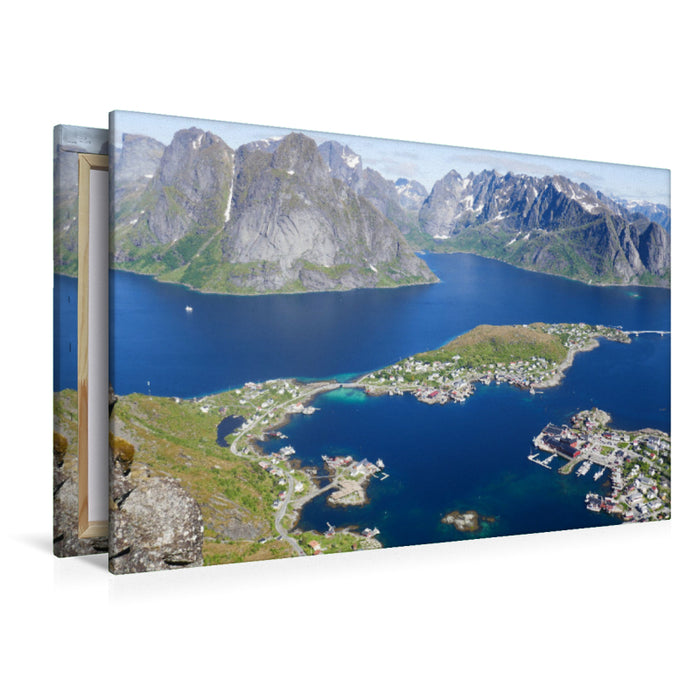 Premium Textil-Leinwand Blick auf den Reinefjord (Lofoten)