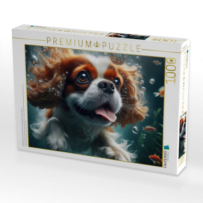King Charles Cavalier Spaniel taucht begeistert unter Wasser - CALVENDO Foto-Puzzle'