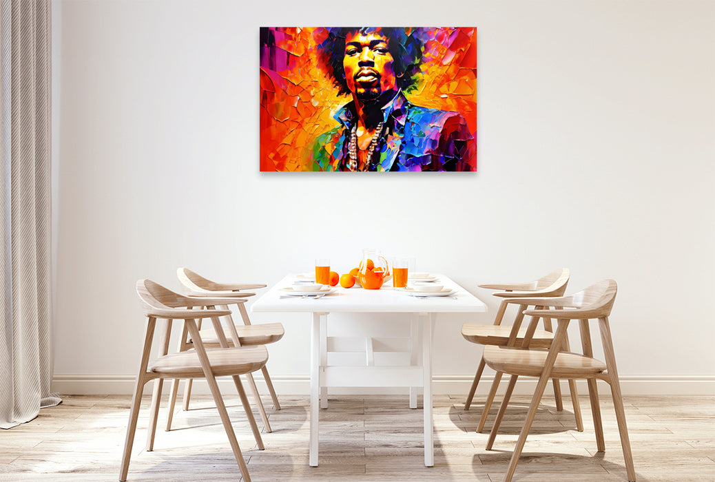 Premium Textil-Leinwand Jimi Hendrix