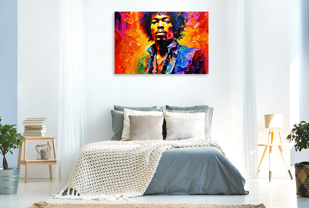 Premium Textil-Leinwand Jimi Hendrix