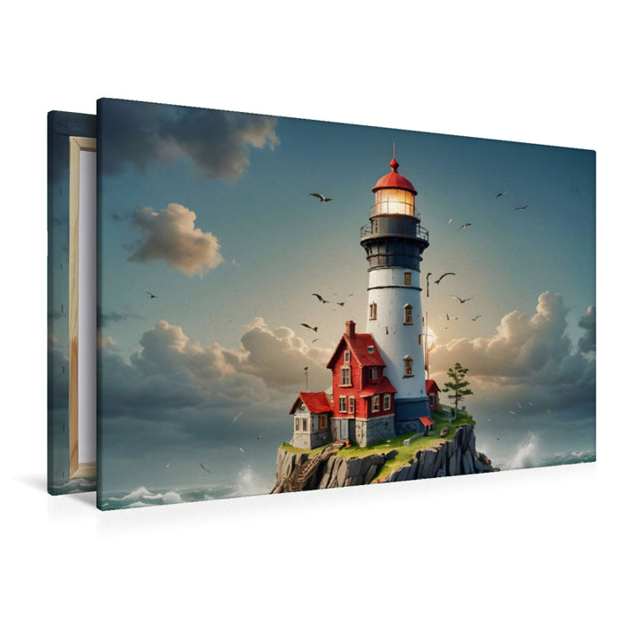 Premium Textil-Leinwand Leuchtturm