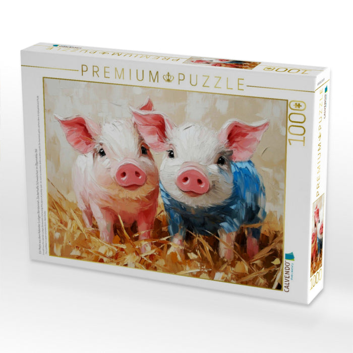 Ein Motiv aus dem Kalender Lustiges Borstenvieh. Zauberhafte Schweinchen im Ölgemälde-Stil - CALVENDO Foto-Puzzle'