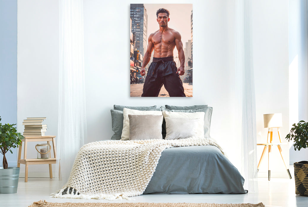 Premium Textil-Leinwand Der Karatekämpfer