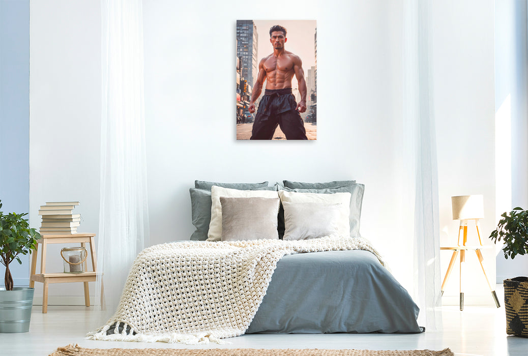 Premium Textil-Leinwand Der Karatekämpfer