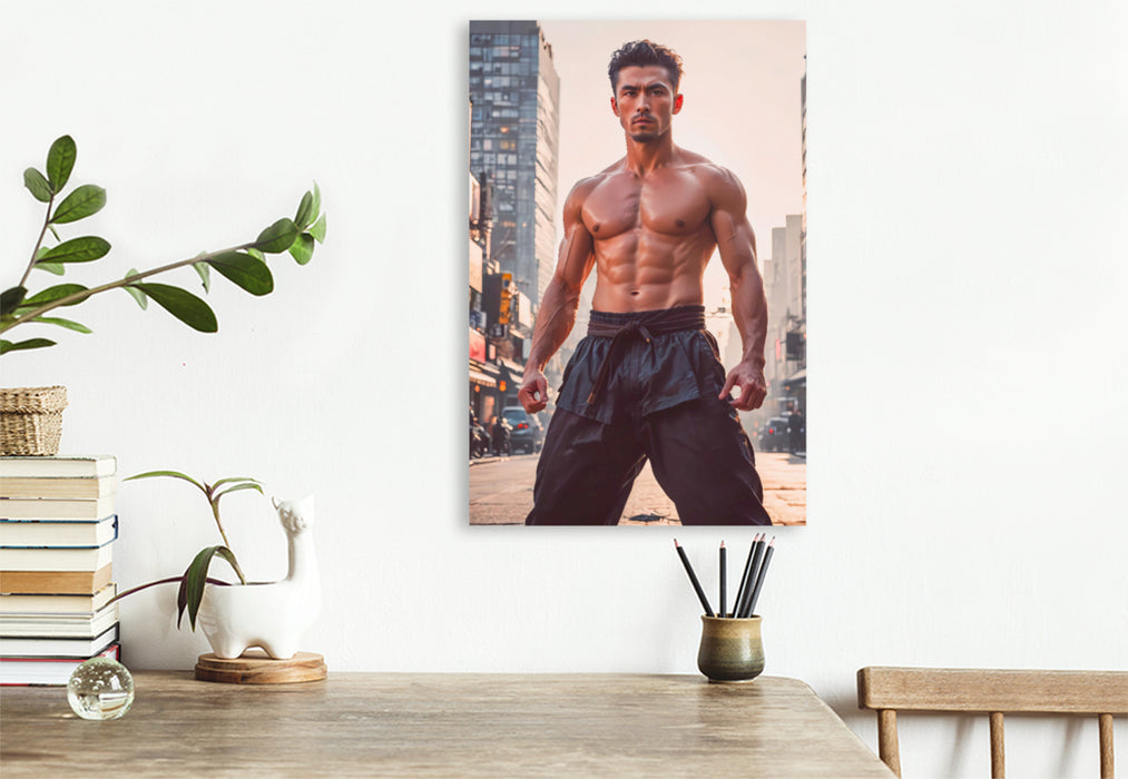 Premium Textil-Leinwand Der Karatekämpfer