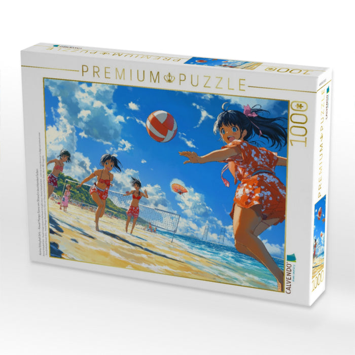 Anime Volleyball Girls – Kawaii Manga-Szene am Strand in leuchtenden Farben - CALVENDO Foto-Puzzle'