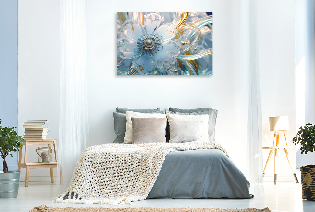 Premium textile canvas ice flowers - blossoms like glass 