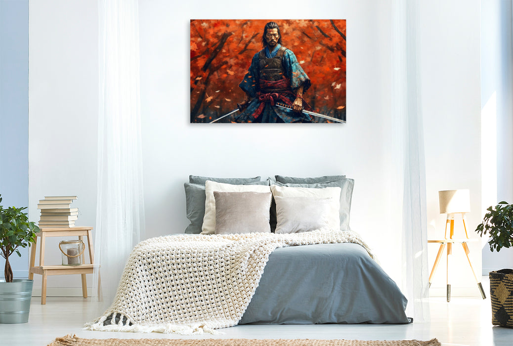 Premium textile canvas Ready for battle - Samurai in the autumn forest 