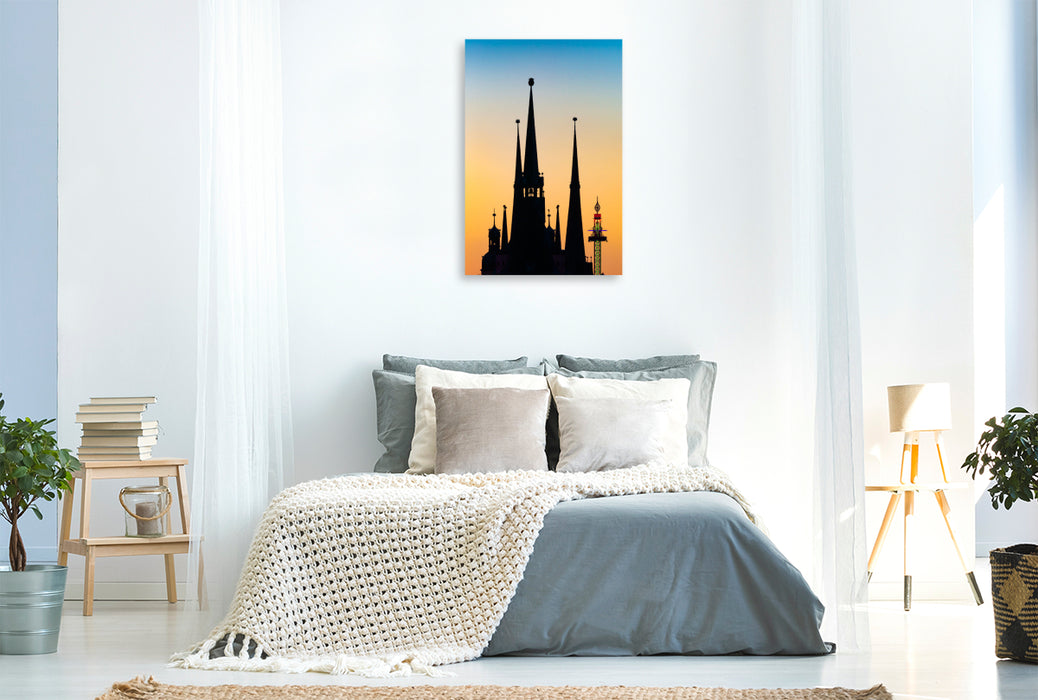 Premium textile canvas The five towers of Halle-Saale 