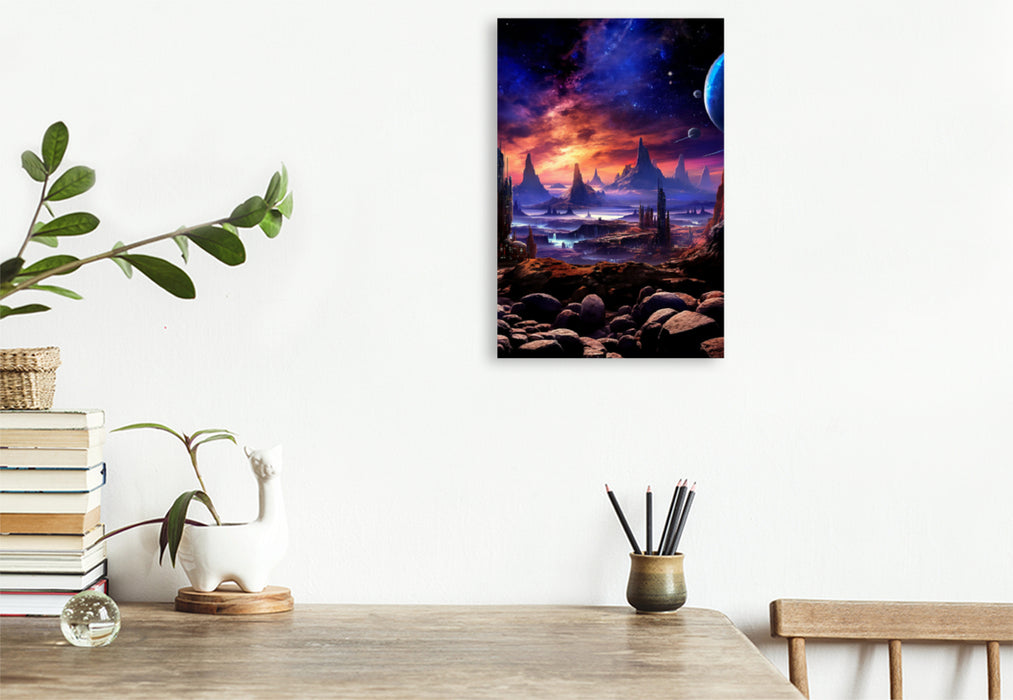 Premium textile canvas A wide view of the landscape of an alien planet 