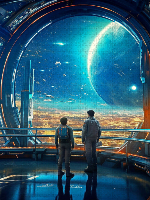 Vater und Sohn auf einer Raumstation - CALVENDO Foto-Puzzle'