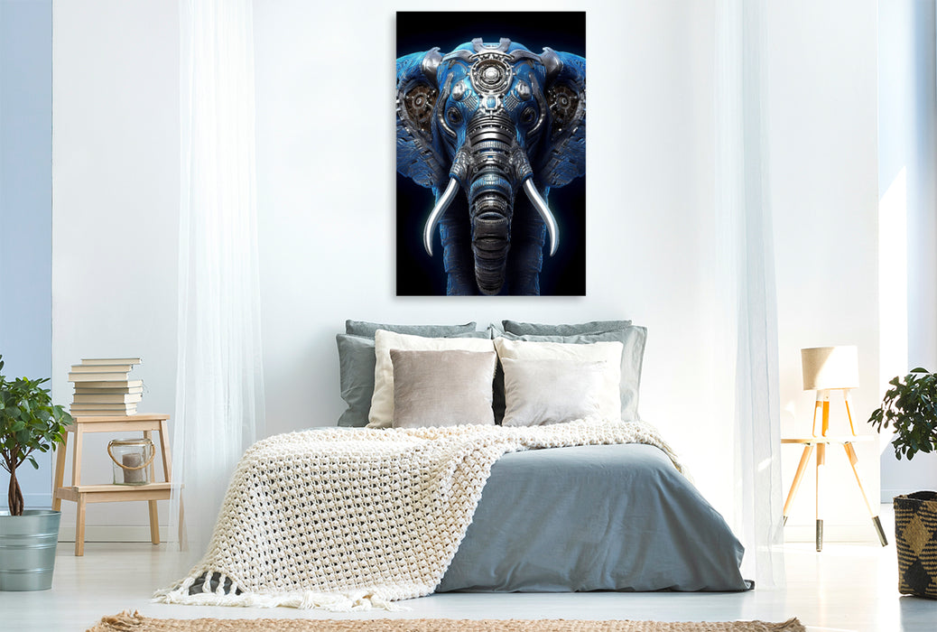 Premium textile canvas elephant - cyborg animal in combination with elements of steampunk 