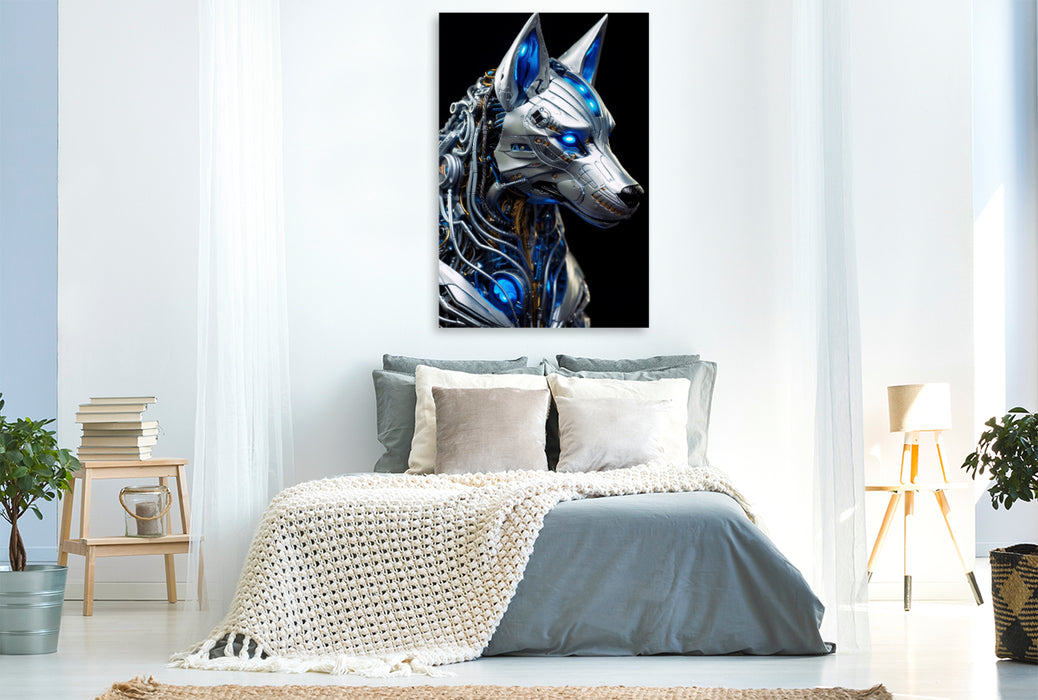 Premium textile canvas Wolf - Cyborg animals of the science fiction future 