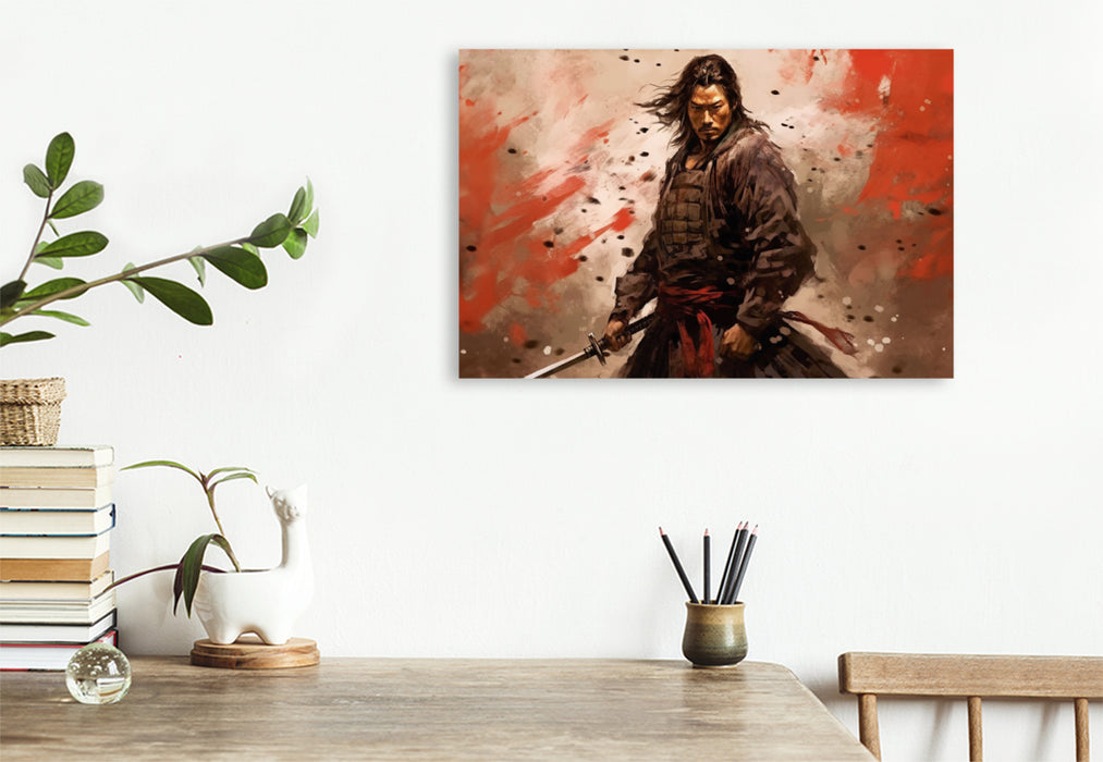 Premium Textile Canvas Internally Centered - Samurai in Battle 