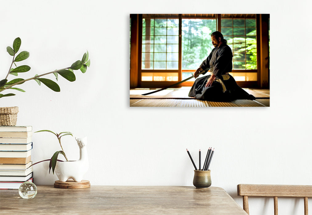 Premium Textile Canvas Collected Preparation - Samurai with Katana Sword 