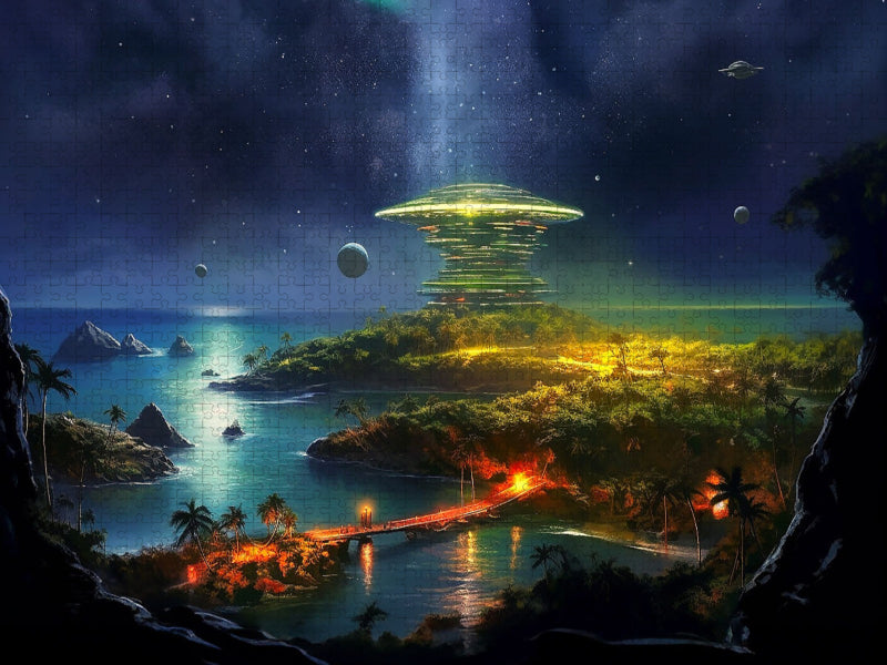 Raumstation auf einem Planeten - CALVENDO Foto-Puzzle'