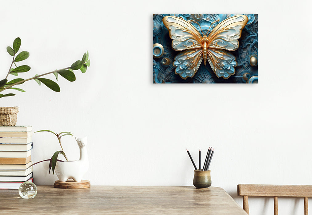 Premium Textile Canvas Mechanical Design of a Butterfly - Steampunk 