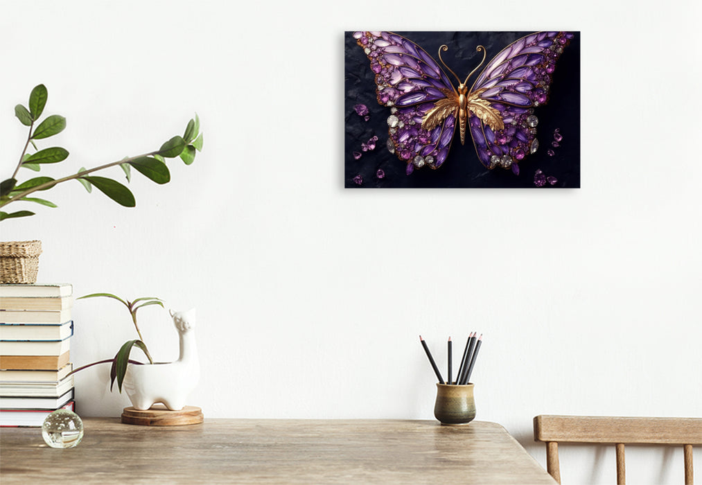 Premium textile canvas amethyst jewel of a butterfly 