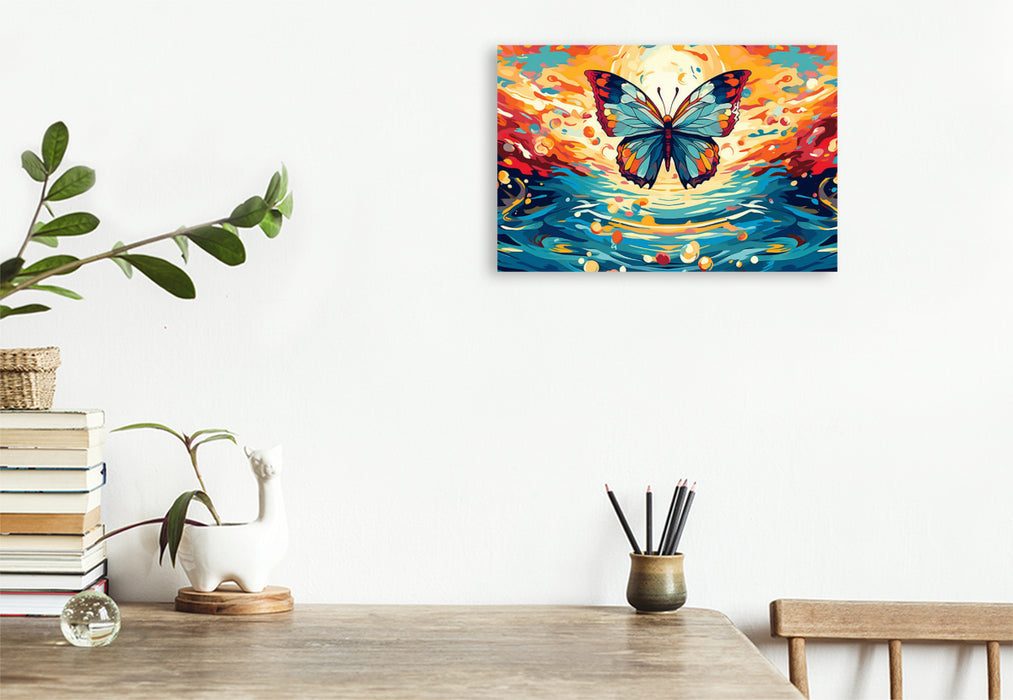 Premium textile canvas Colorful butterfly before sunset 