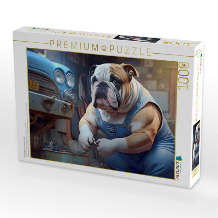 Bouledogue en mécanicien automobile - Puzzle photo CALVENDO' 