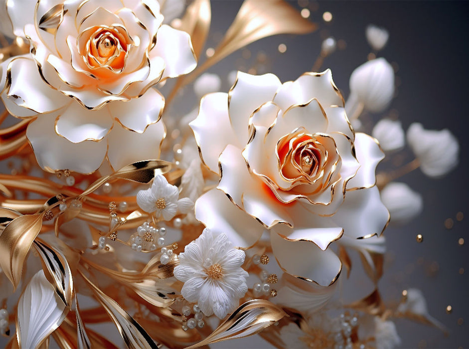 Elegante Rosen in weiß und gold - CALVENDO Foto-Puzzle'