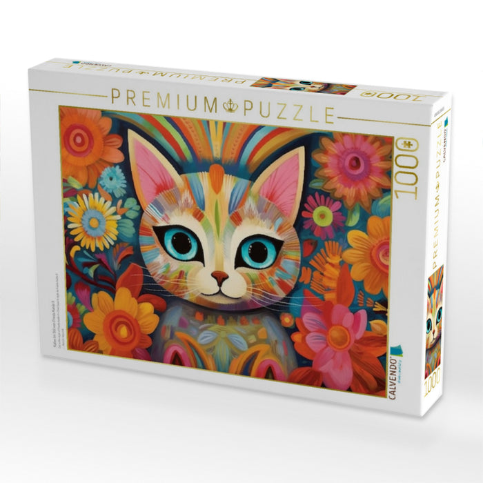 Katze Im Stil von Frieda Kahlo II - CALVENDO Foto-Puzzle'