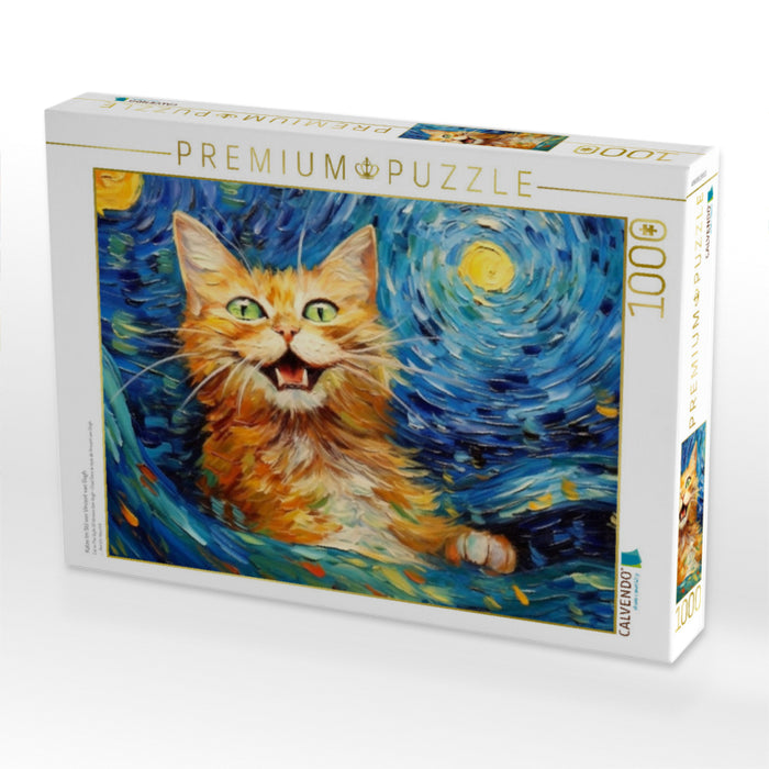 Katze Im Stil von Vincent van Gogh - CALVENDO Foto-Puzzle'